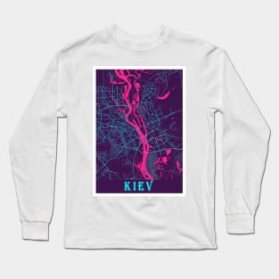 Kiev Neon City Map Long Sleeve T-Shirt